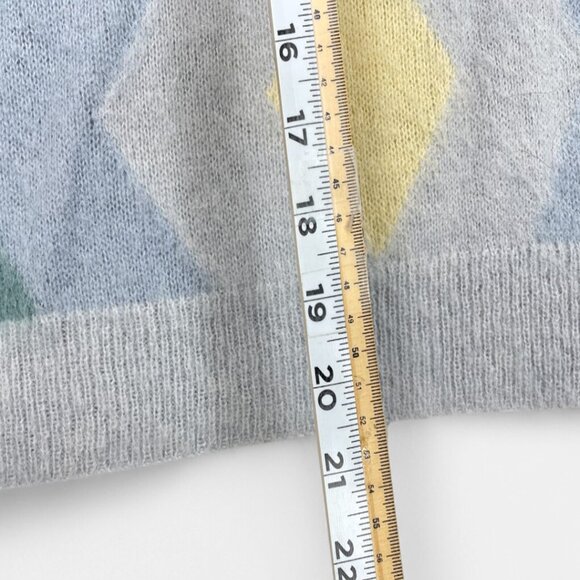 J. Crew Women's Argyle Alpaca Wool Blend Sweater Yellow Blue Size Medium - Picture 6 of 10